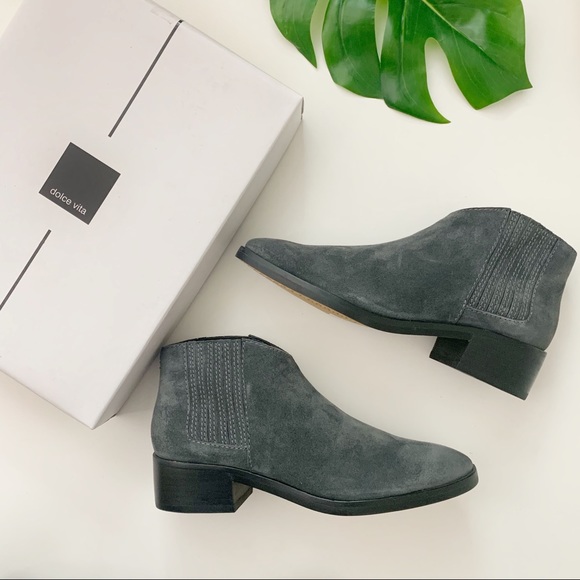Dolce Vita Towne Ankle Boot Gray Leather - Picture 1 of 8